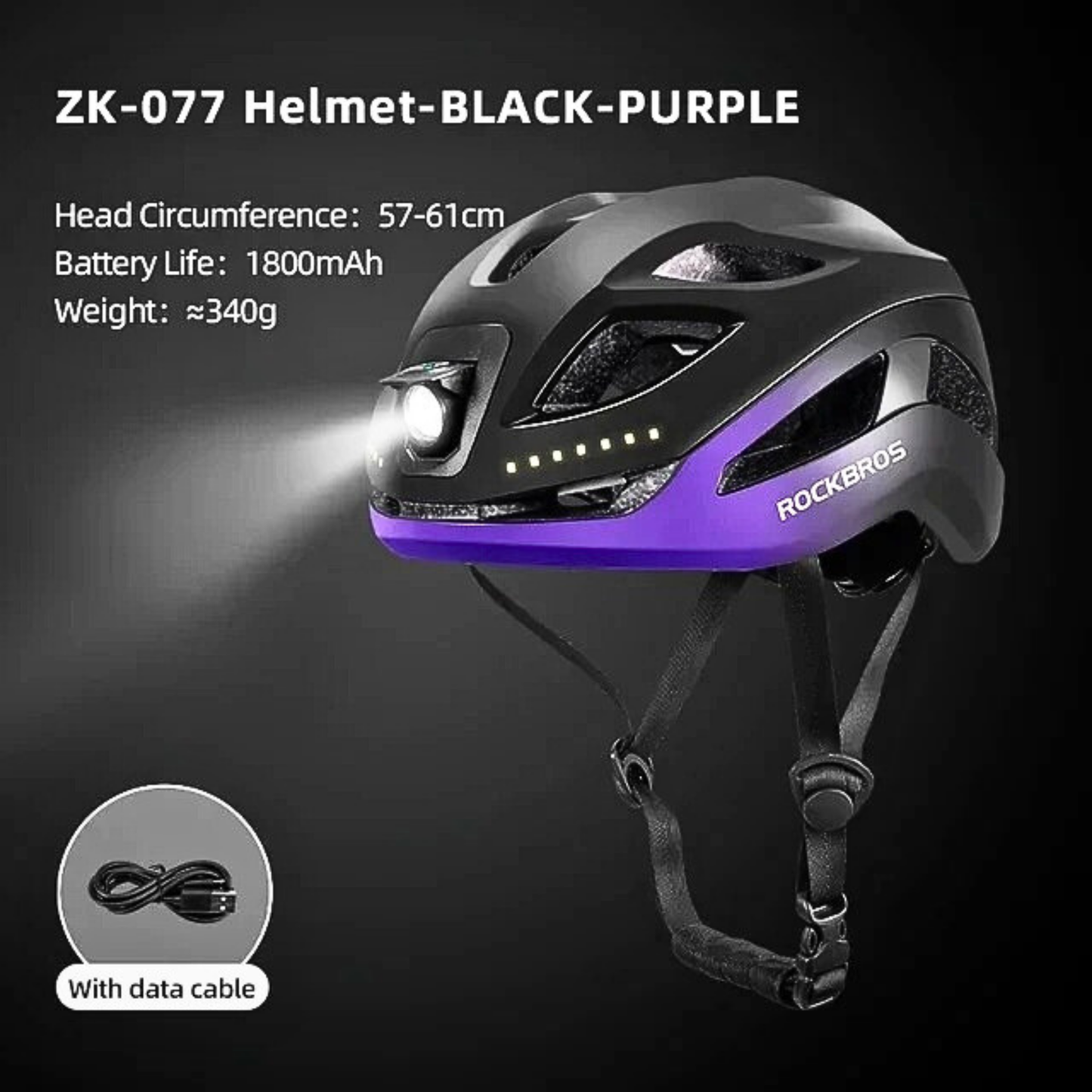 Rockbros™ Helmet: Rechargeable Helmet with Integrated Light