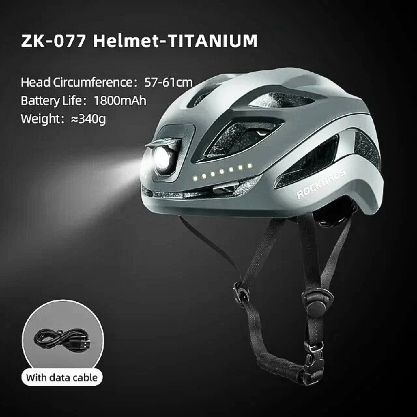 Rockbros™ Helmet: Rechargeable Helmet with Integrated Light