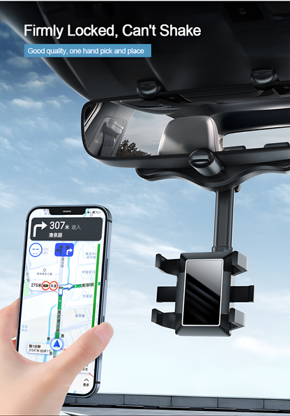 DriveSync™ 360: Rotatable & Retractable Clip-On Car Phone Holder for Safe Navigation