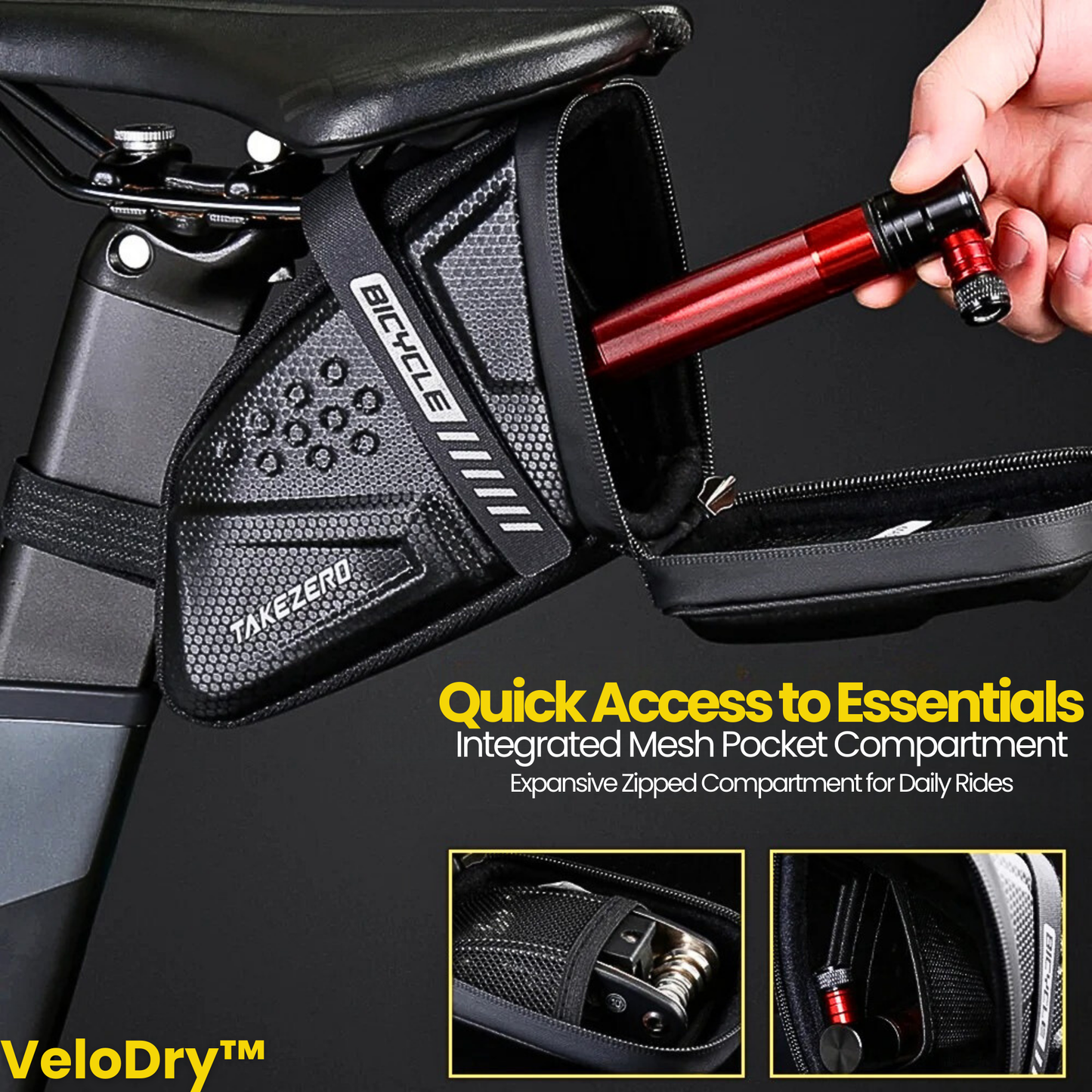 VeloDry™ Saddlebag: Reflective Waterproof Bike Accessory for MTB and Road