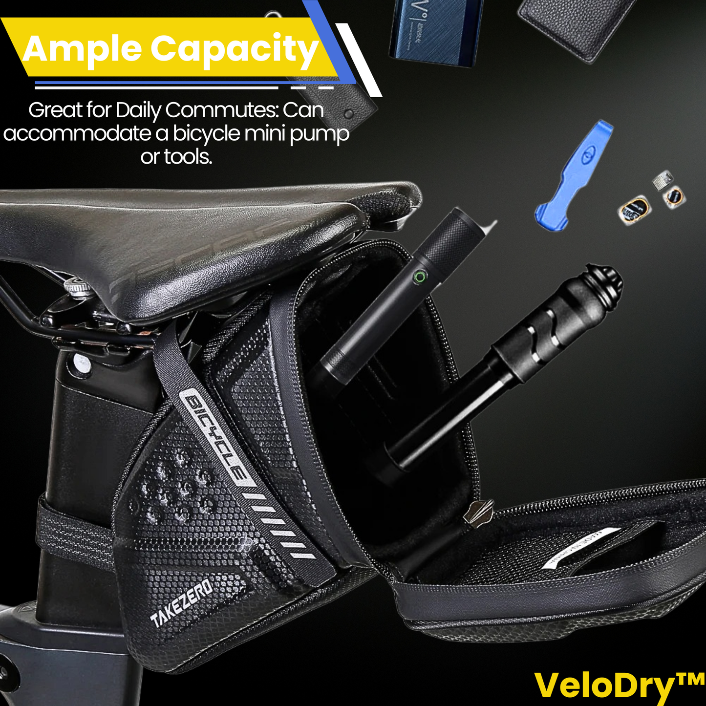 VeloDry™ Saddlebag: Reflective Waterproof Bike Accessory for MTB and Road