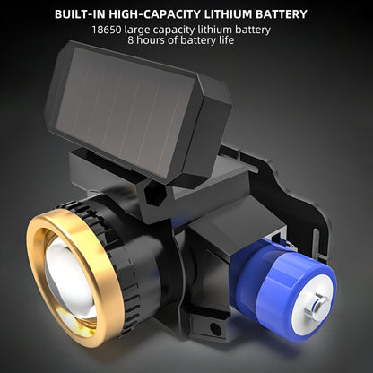 BeamBoost™ 2.0: Head-mounted Flashlight with Solar and USB Rechargeability