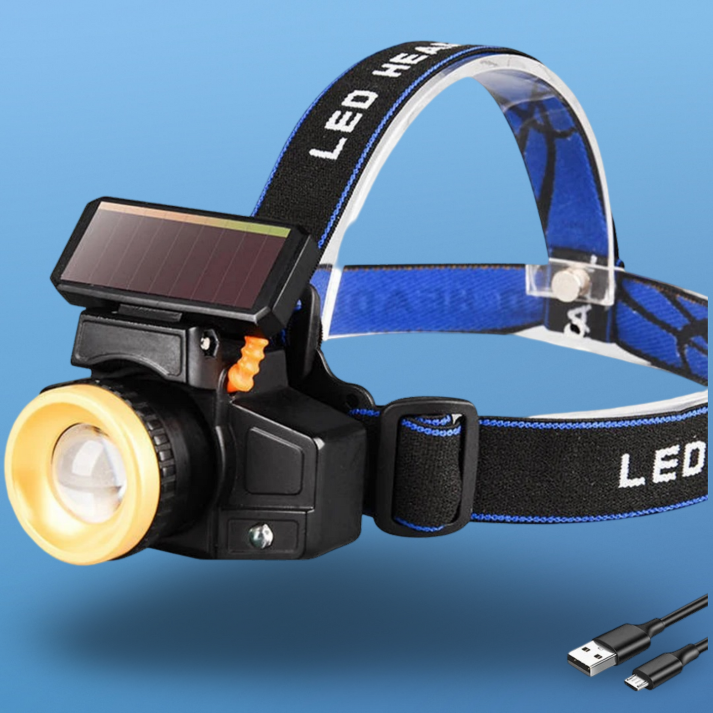 BeamBoost™ 2.0: Head-mounted Flashlight with Solar and USB Rechargeability