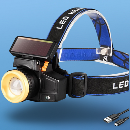 BeamBoost™ 2.0: Head-mounted Flashlight with Solar and USB Rechargeability