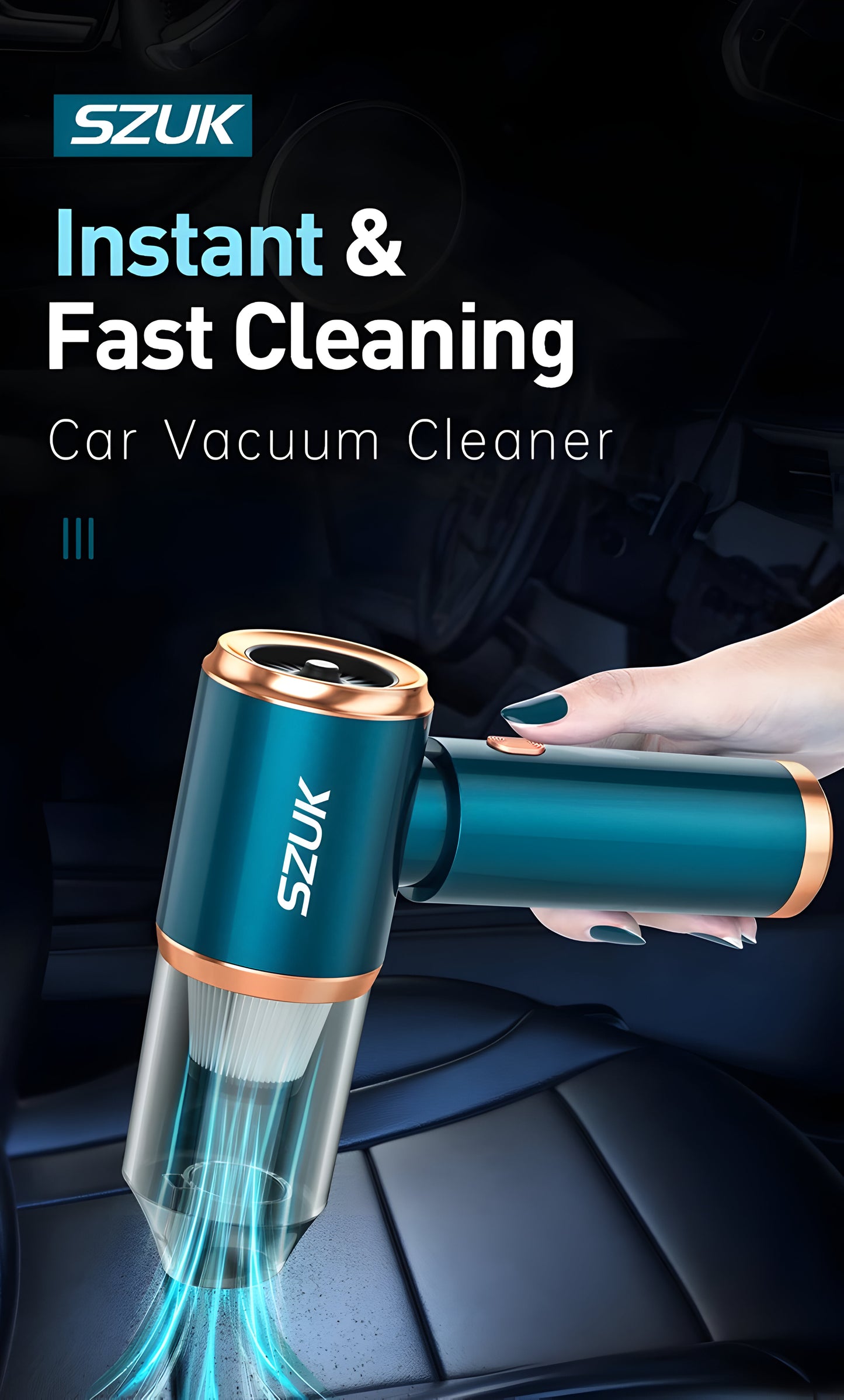DustBuster Pro™: Powerful 90000PA Car Vacuum Cleaner for Quick Cleaning Solutions!