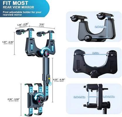 DriveSync™ 360: Rotatable & Retractable Clip-On Car Phone Holder for Safe Navigation