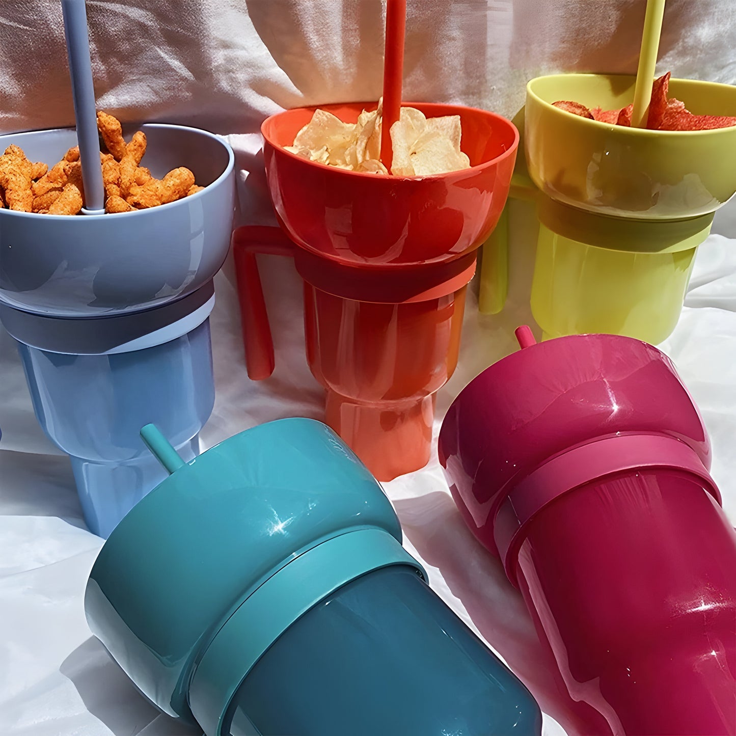 SnackSip Duo™: Portable Stadium Tumbler for Snacks and Drinks On the Go