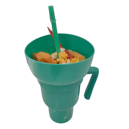 SnackSip Duo™: Portable Stadium Tumbler for Snacks and Drinks On the Go