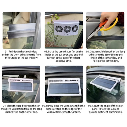 SunVortex™ 3X: Portable Solar Car Fan Against Summer Heat